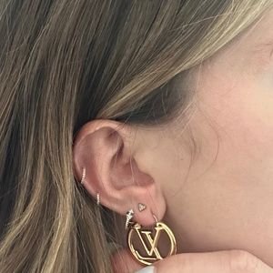 LOUIS VUITTON Metal Small Louise Hoop Earrings Gold